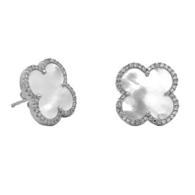 Estate Mother Of Pearl Clover Reproduction Earrings